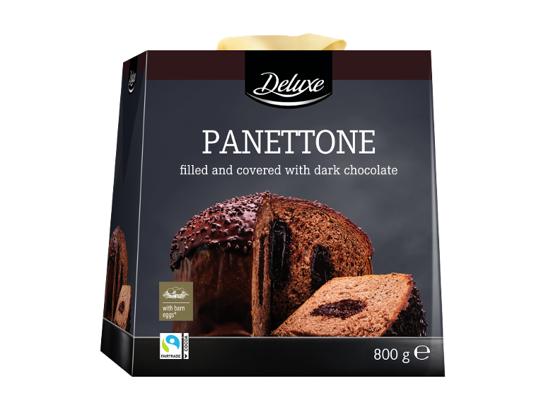 'Deluxe' panetonė, įdaryta ir aplieta tamsiuoju šokoladu, 800g