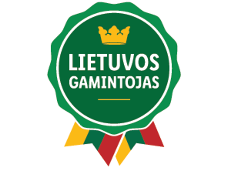 Lietuvos gamintojo kokybės ženklas su karūna ir šalies vėliavos spalvomis