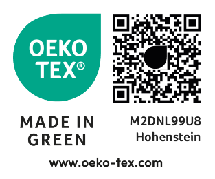 MADE IN GREEN by OEKO-TEX® etiketė, M2DNL99U8 Hohenstein, www.oeko-tex.com