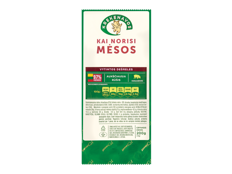 Vytintos kiaulienos dešrelės, 200 g pakuotė