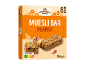 Žemės riešutų musli batonėlių pakuotė su Nutri-Score A, 8 vnt., 200g.