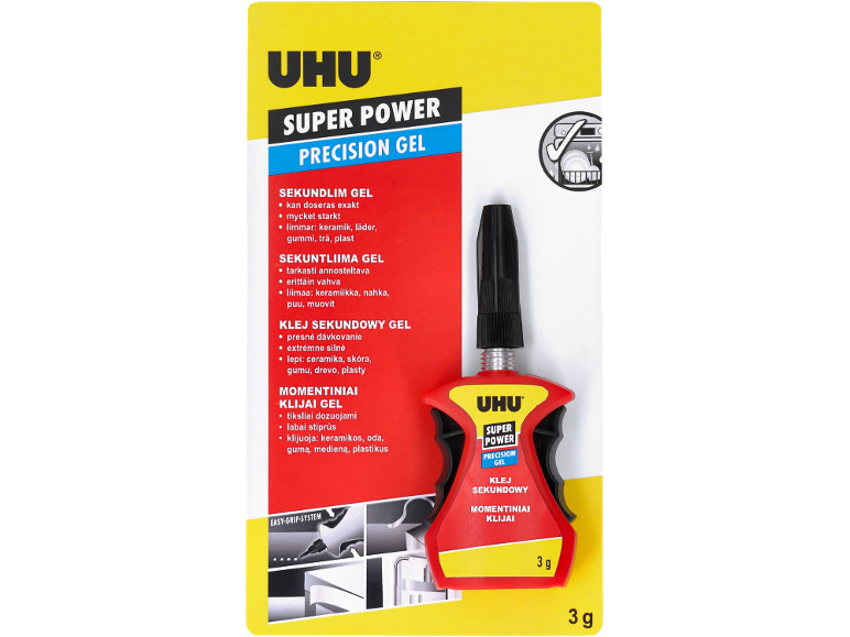 Momentiniai klijai UHU Super Power Precision Gel, 3 g.