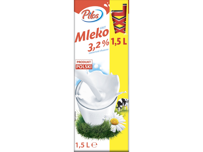 'Pilos' UHT pienas, 3,2 % riebumo, 1,5 l pakuotėje