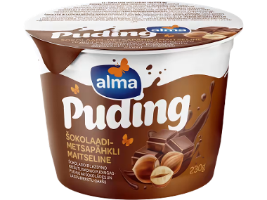 Pudingas šokolado ir riešutų skonio
