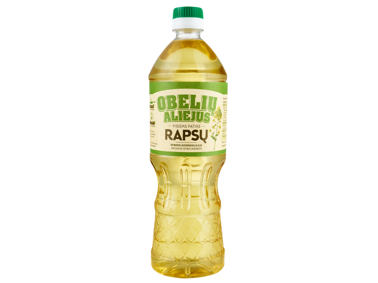 Rafinuotas dezodoruotas rapsų aliejus plastikiname butelyje