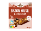 Šokoladinių musli batonėlių pakuotė su Nutri-Score D ir Fairtrade Cocoa informacija.