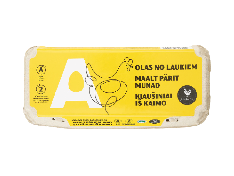 Ant kraiko laikomų vištų kiaušiniai, A klasė.