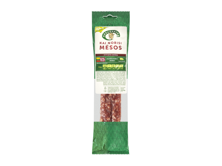 Vytinta dešra 200g pakuotėje.