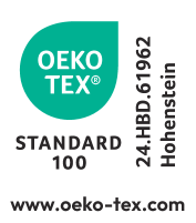 OEKO-TEX® STANDARD 100 sertifikatas 24.HBD.61962 Hohenstein, www.oeko-tex.com
