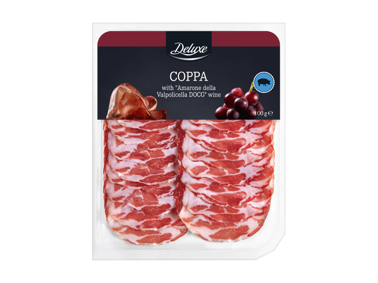 Pakuotė pjaustytos coppa su Amarone della Valpolicella vynu, 100 g.