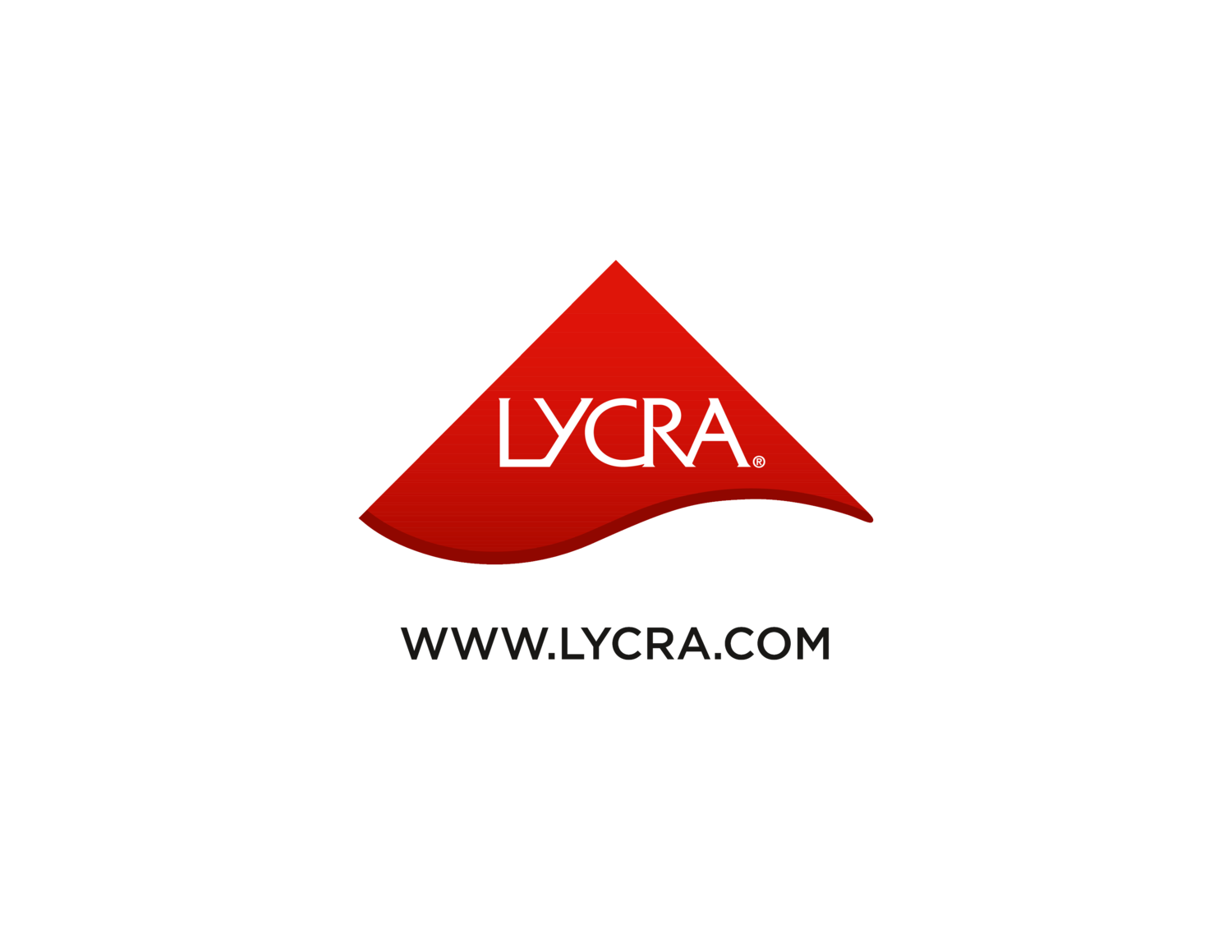 Raudonas logotipas su baltu tekstu „LYCRA“ ir „WWW.LYCRA.COM“ apačioje.