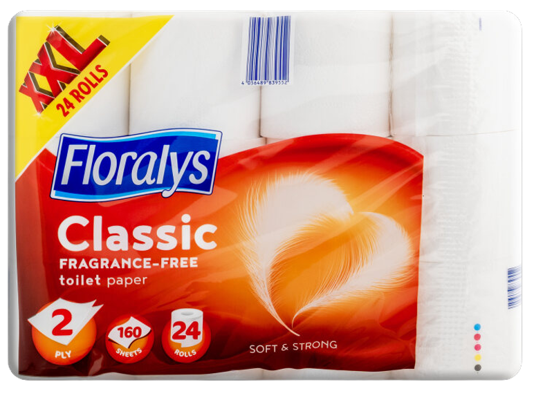 Floralys Classic tualetinis popierius, 2 sluoksnių, 24 ritinėliai
