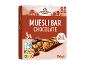 Šokoladinių musli batonėlių pakuotė, 8 vnt., 200 g, su Nutri-Score A ir Fairtrade kakava.
