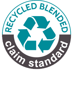 Recycled Blended Claim Standard antspaudas: 37% RCS sertifikuoto perdirbto poliesterio.