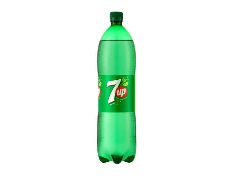 Plastikinis gazuoto citrinų ir žaliųjų citrinų skonio gėrimo '7UP' butelis