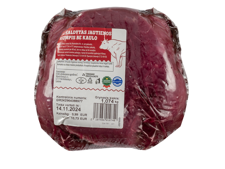 Atšaldytas jautienos kumpis be kaulo, 1,074 kg