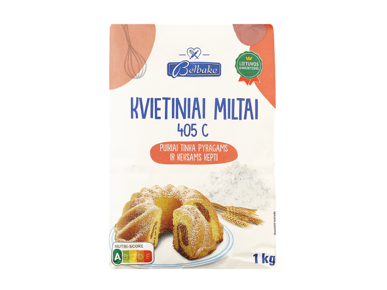 'Belbake' kvietiniai miltai 405 C, 1 kg pakuotė