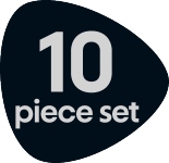 Antspaudas su tekstu „10 piece set“.