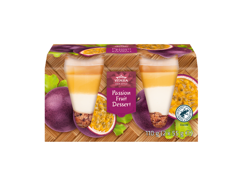 Azijietiško stiliaus pasiflorų vaisių desertas, 110 g (2 x 55 g).