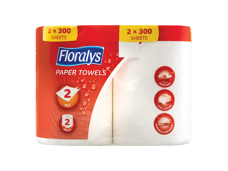 'Floralys' 2 sluoksnių popieriniai rankšluosčiai, 2 ritinėliai po 300 lapelių