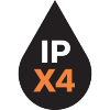 IPX4 atsparumo vandeniui žymėjimas.