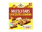 Šokolado ir bananų musli batonėliai, 8 vnt., 200g, su maistine informacija.