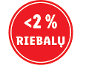 Logotipas su užrašu '<2 % riebalų' raudoname fone