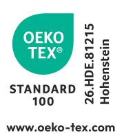 OEKO-TEX® STANDARD 100 sertifikatas, numeris 26.HDE.81215 Hohenstein.