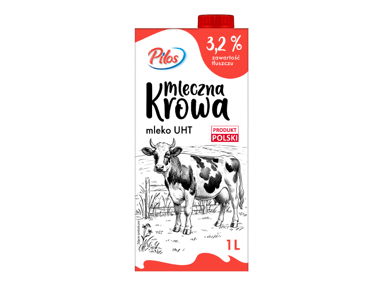Pilos Mleczna Krowa UHT pienas, 3,2 % riebumo, 1 l pakelis