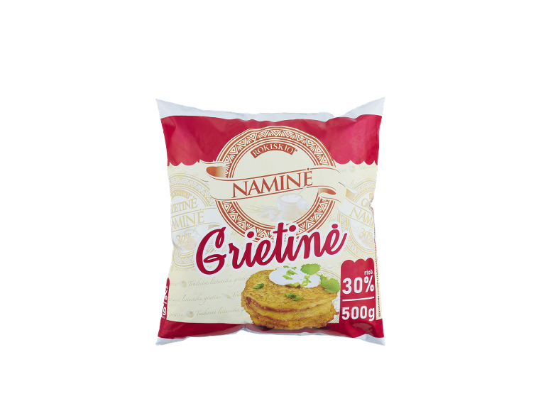 30 % riebumo naminė grietinė, 500 g pakuotė
