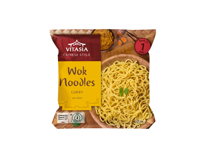 Wok makaronai su kariu, paruošti per 1 minutę, 300g.