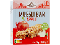Obuolių musli batonėliai be pridėtinio cukraus, su Nutri-Score A ir 8 vnt. po 25g.