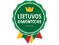 Žalias ženklelis su karūna ir Lietuvos vėliavos juostelėmis bei užrašu 'LIETUVOS GAMINTOJAS'.