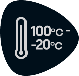 Temperatūros diapazonas nuo 100°C iki -20°C.