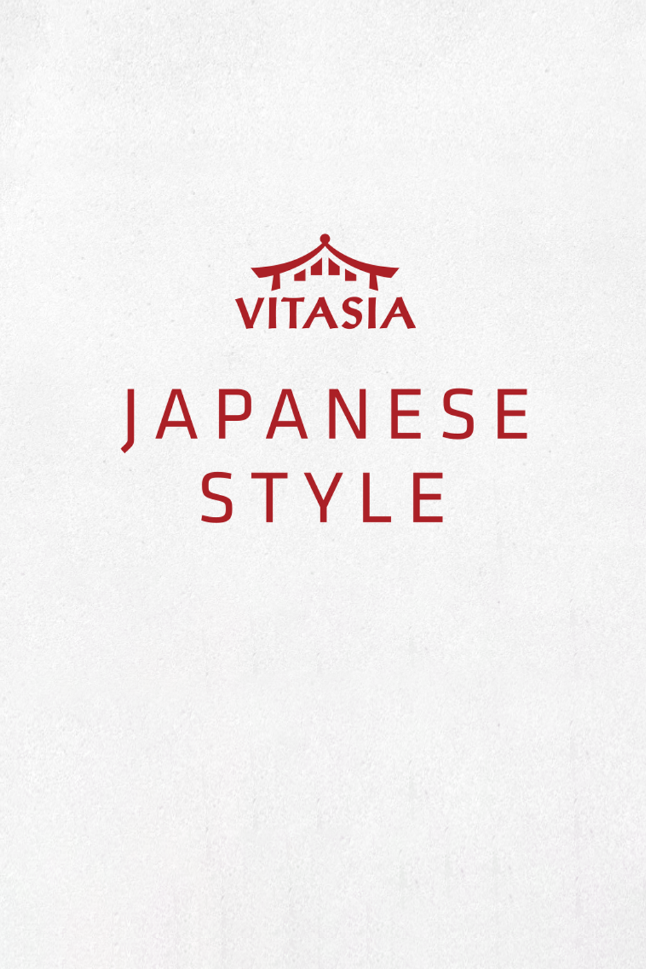 Japoniško stiliaus maisto produktų asortimentas su stilizuotu stogo logotipu.