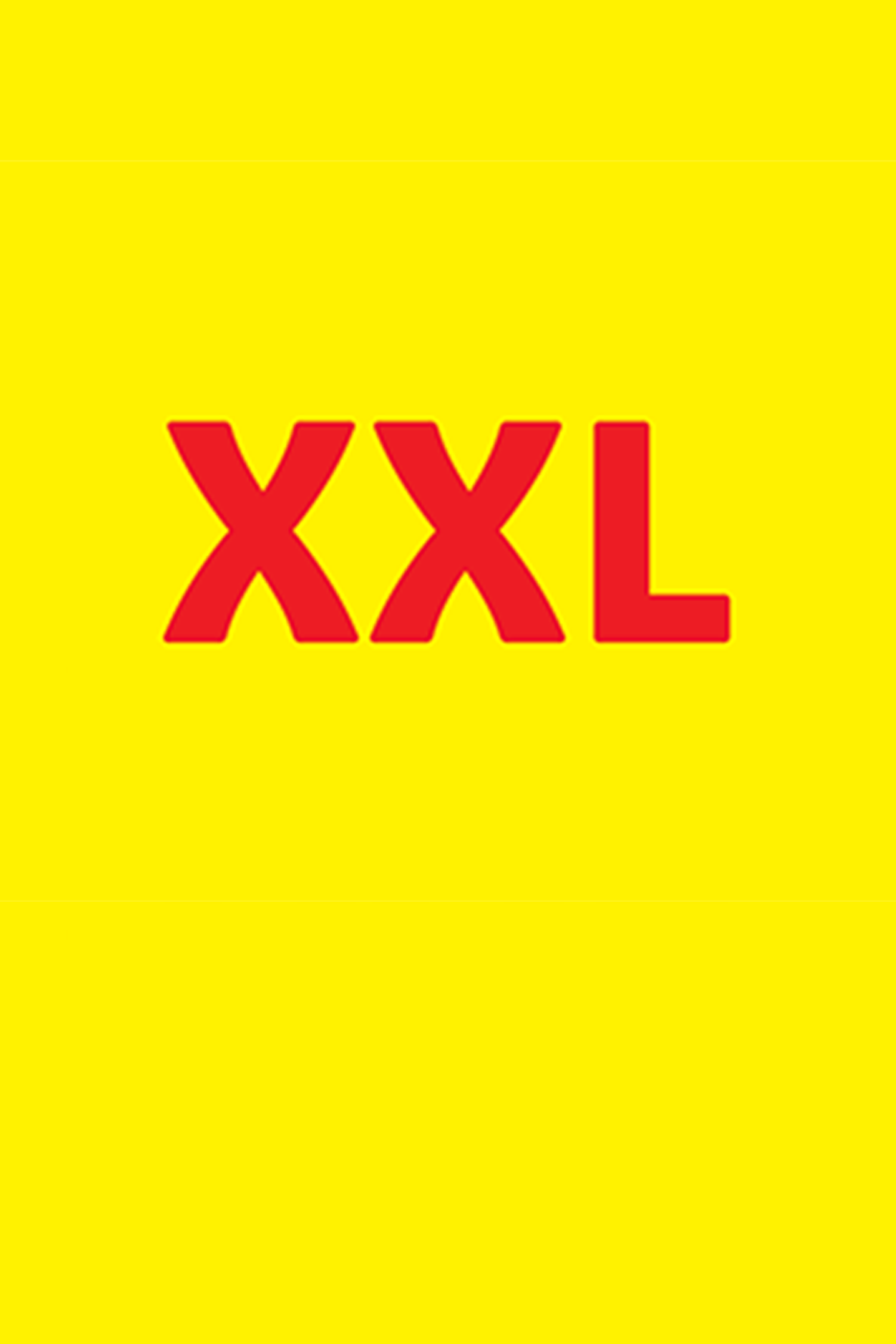 Raudonas užrašas „XXL“ geltoname fone.