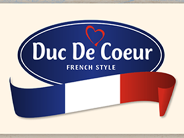 'Duc De Coeur' prancūziško stiliaus sūrio logotipas.