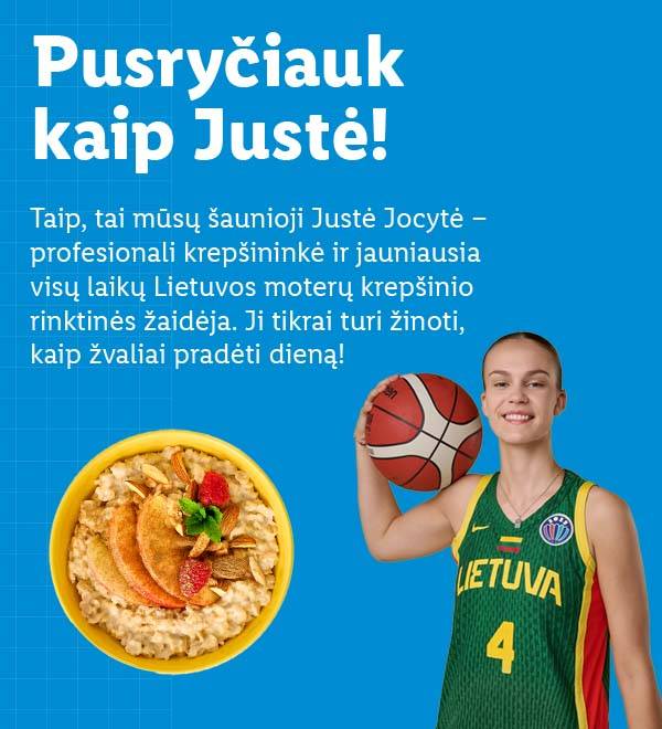 Sveika Justė Jocytė, Lietuvos krepšininkė, rodo, kaip pradėti dieną su sveikais pusryčiais.
