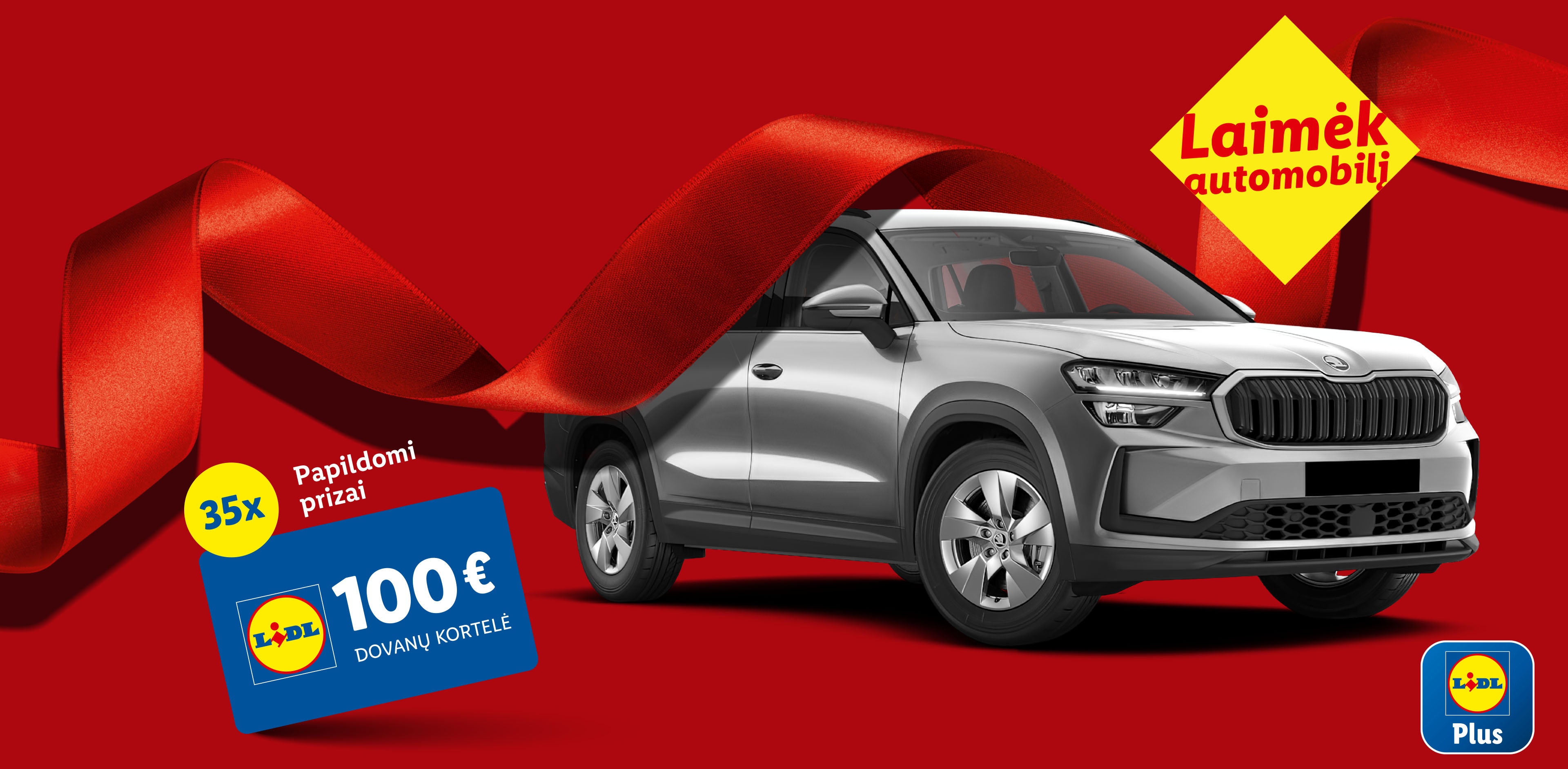 Laimėk automobilį ir 35x 100€ Lidl dovanų korteles su Lidl Plus.