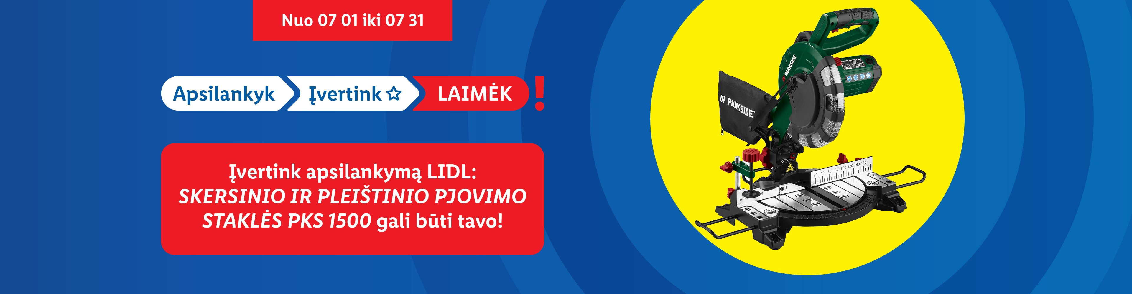 Parkside skersinio pjūvio staklės, akcija Lidl nuo 07.01 iki 07.31.