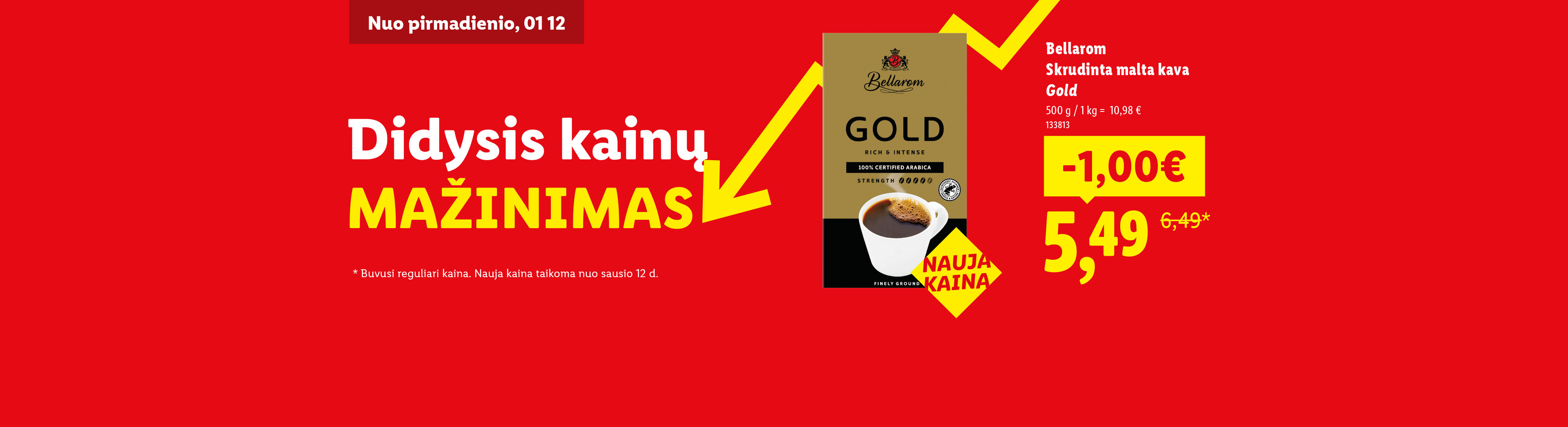Bellarom Gold malta kava su nuolaida, nauja kaina 5,49 €.