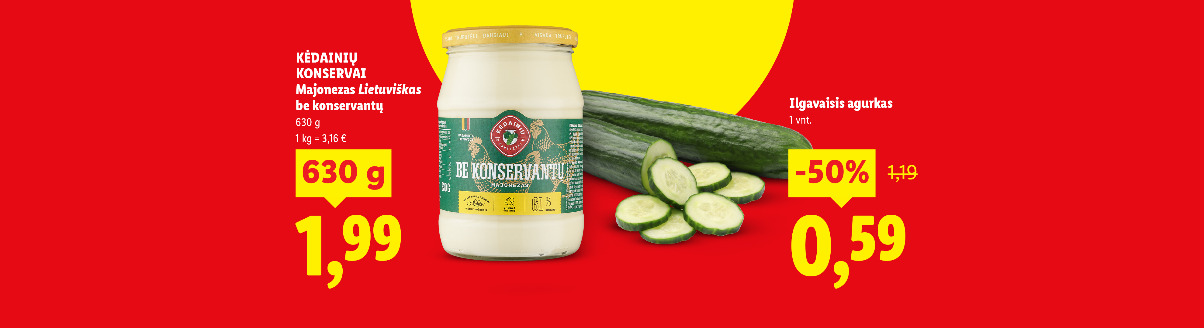 Majonezas ir agurkai su nuolaida.