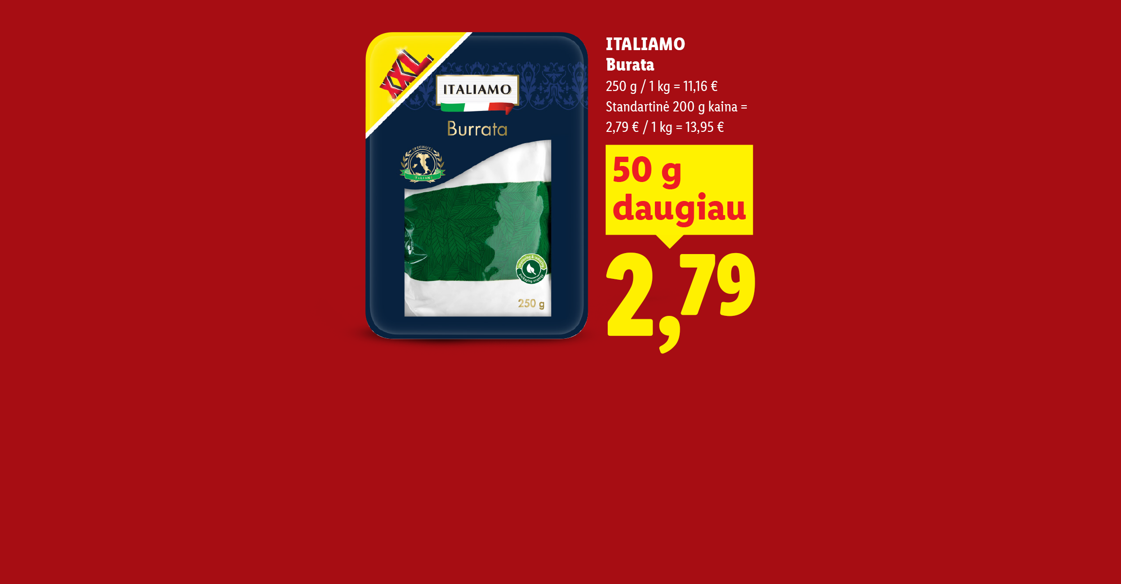 Burrata ir tarkuotas mocarelos sūris su kainomis ir nuolaidomis.
