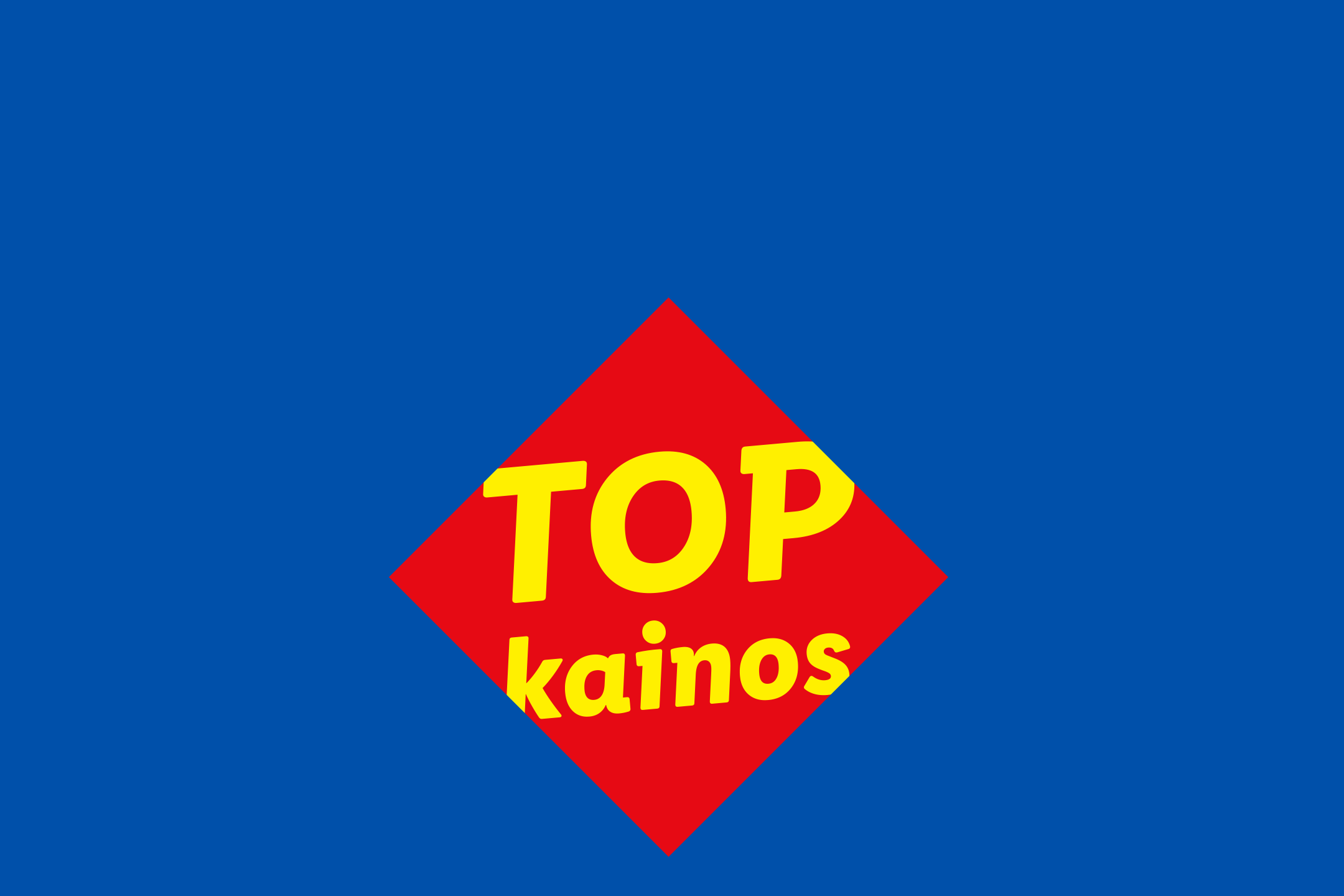 Raudonas rombas su geltonu užrašu „TOP kainos“ mėlyname fone.