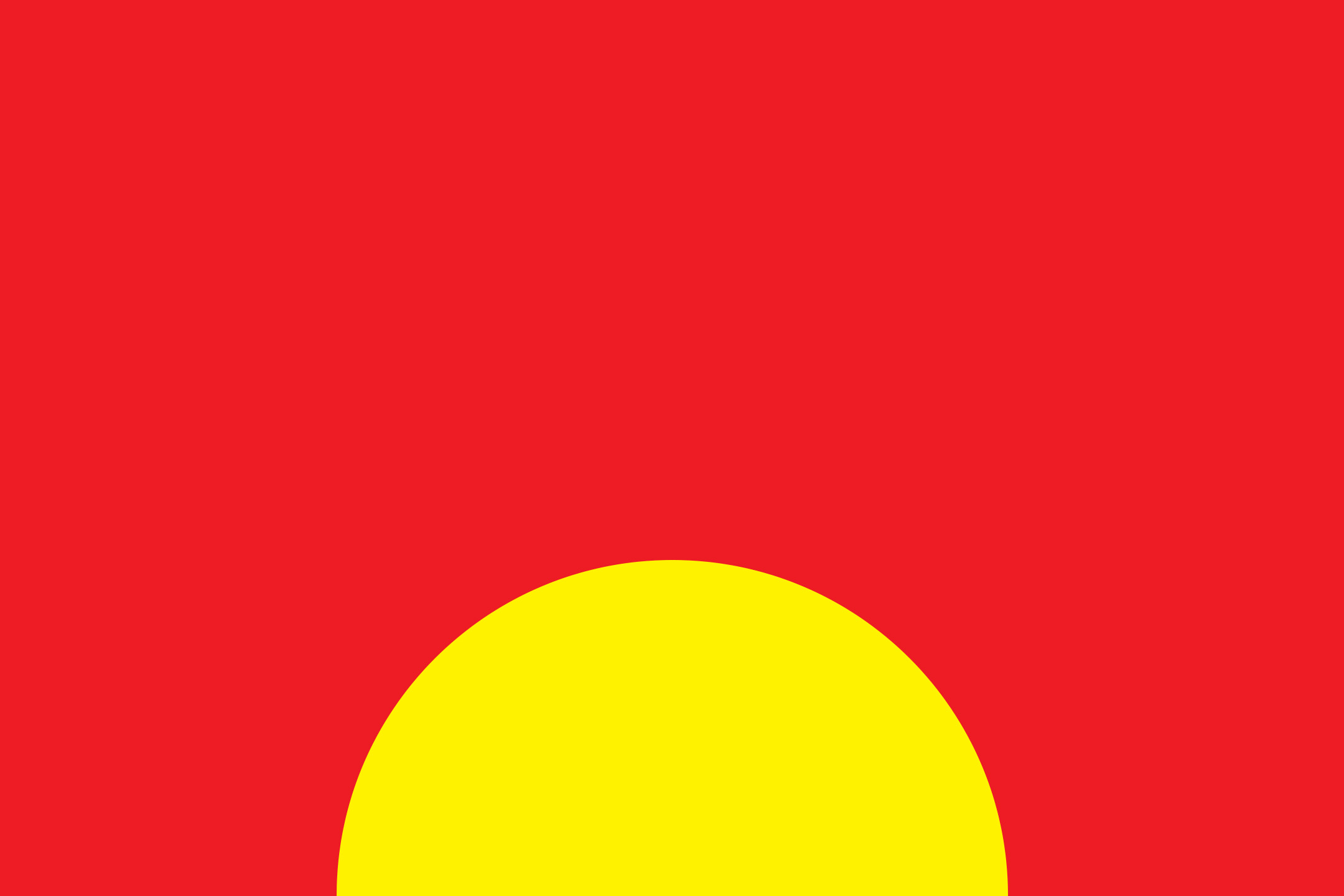 Raudonas fonas su geltonu puslankiu apačioje, primenantis saulėtekį.