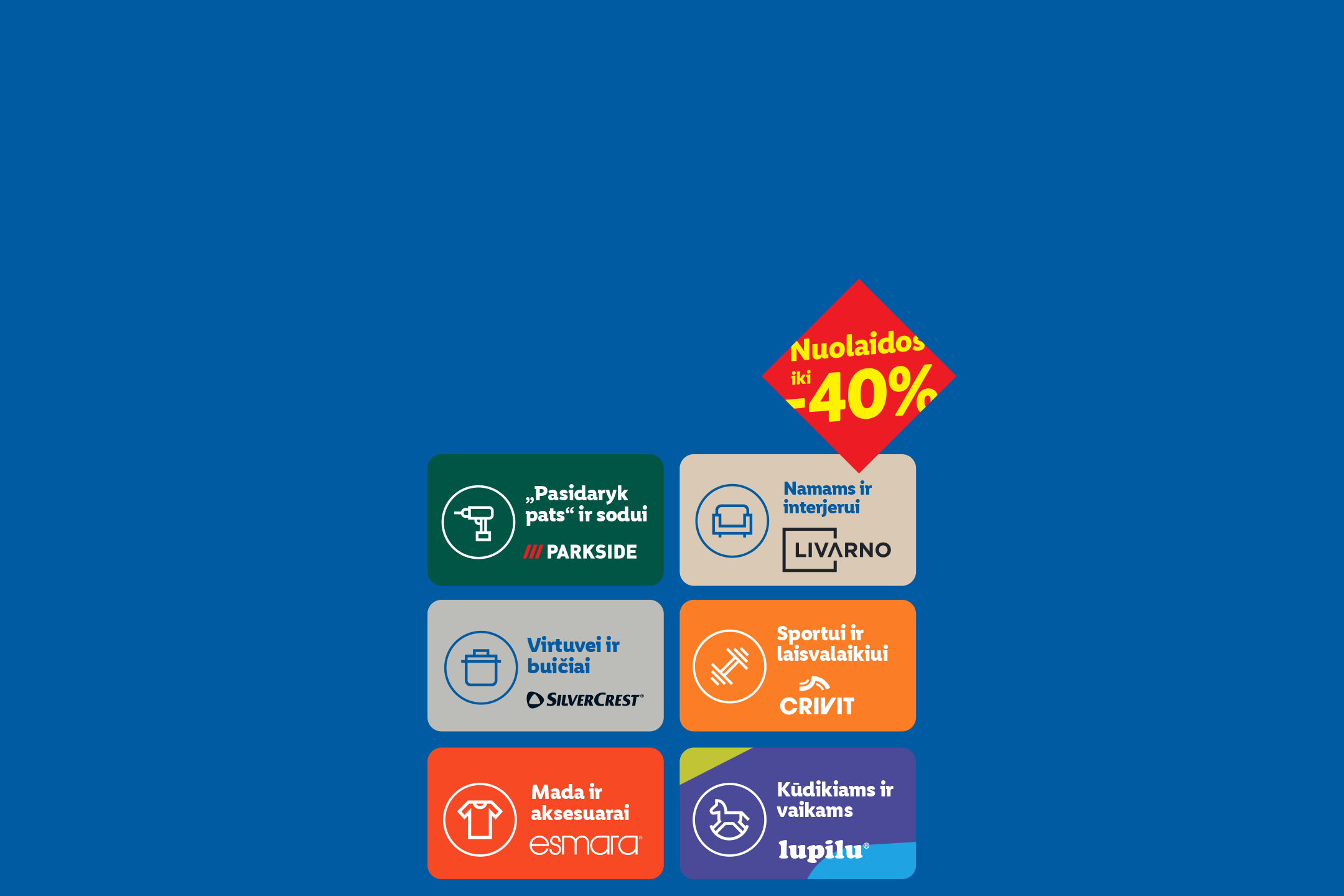 Nuolaidos iki 40% namų, virtuvės, sporto, mados ir kūdikių prekėms.