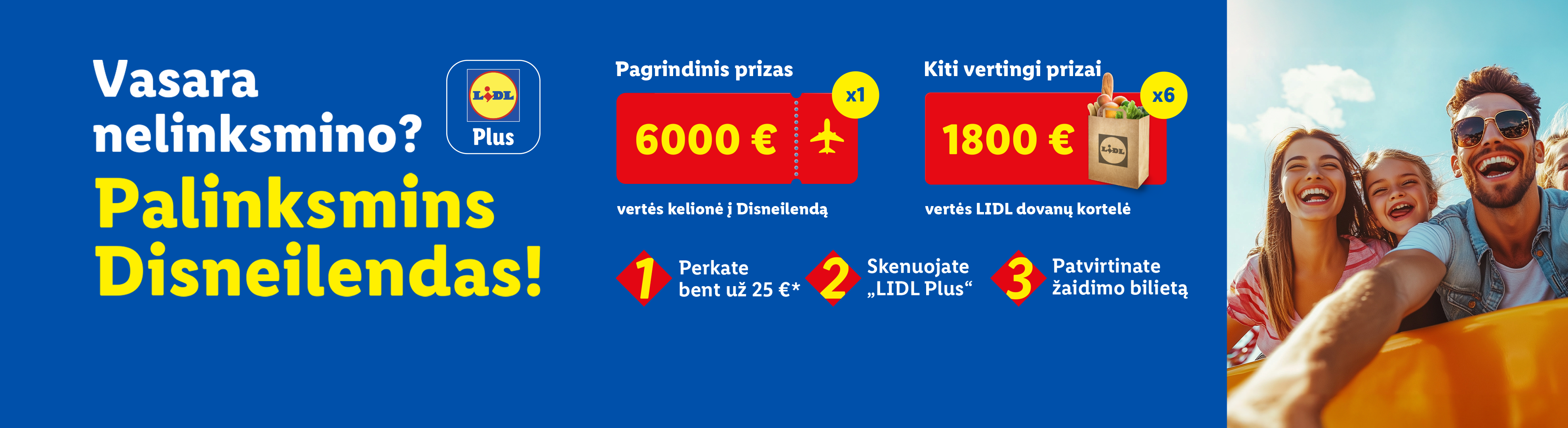 Laimingas šeimos nuotykis pramogų parke su Lidl Plus pasiūlymais.